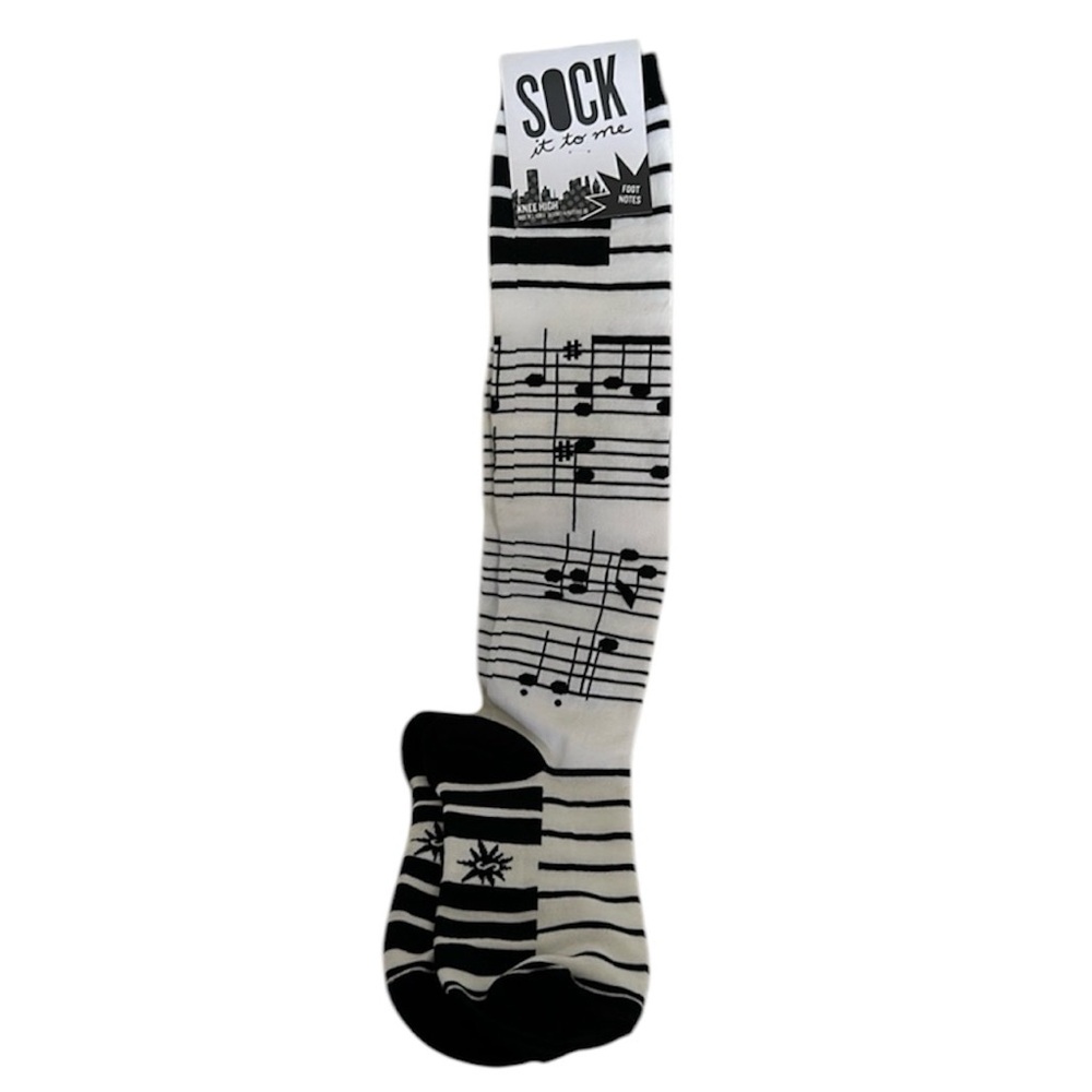 NWT SOCK it to me Size S Kneehigh socks musical note theme